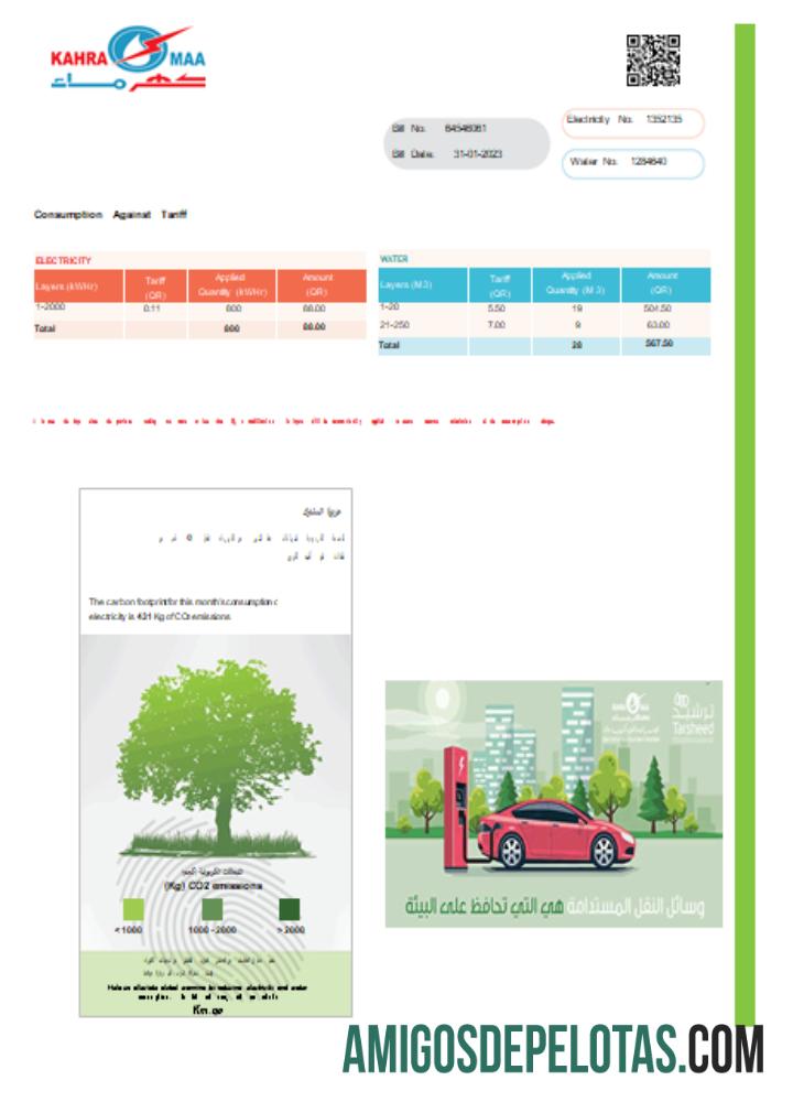 Projeto de lei de serviços públicos de Kahramaa, página 2, SCR exemplo real